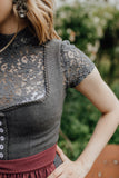 Spitzenbluse / Grau
